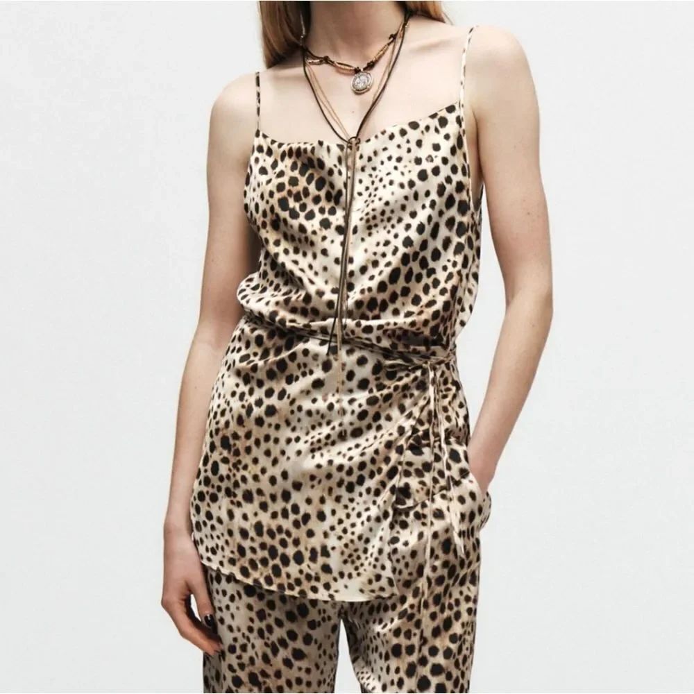 ZARA WOMAN COLLECTION Top draped spaghetti straps cami size M
